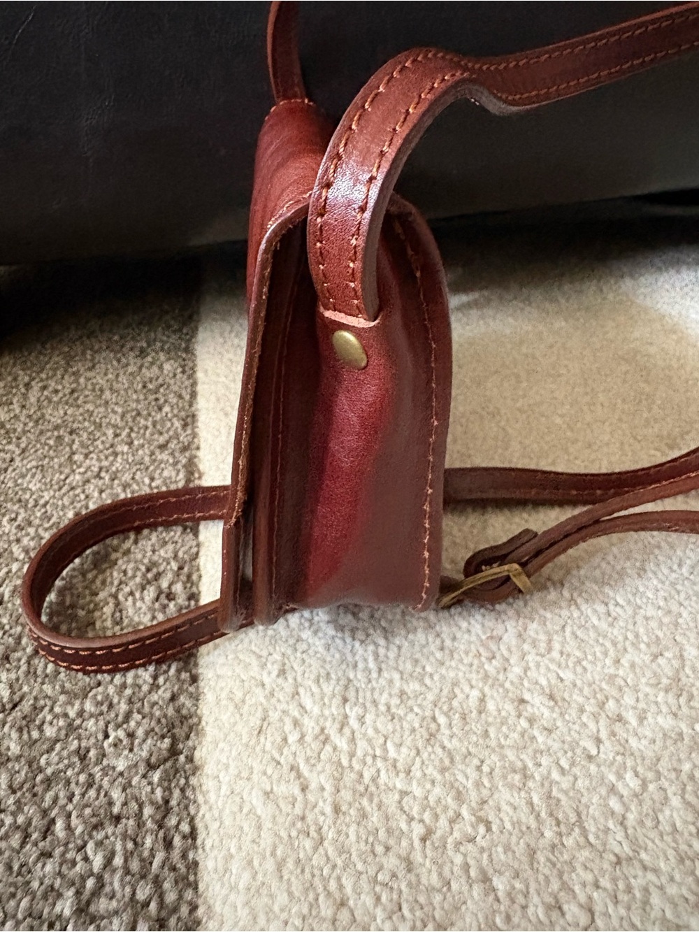 Vera Pelle Brown Italian Leather Crossbody Bag Vintage Y2K Italy Preppy - Picture 3 of 12